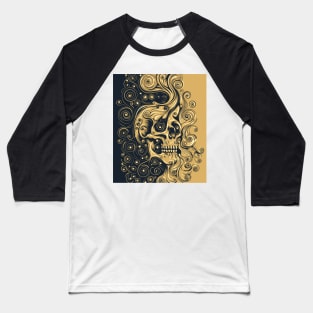 Human Skull Emblem Swirls Ornament colored Design Baseball T-Shirt